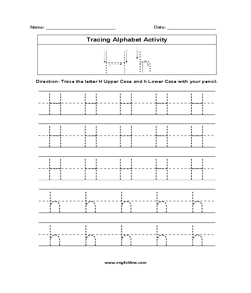 Letter H Tracing Activity AlphabetWorksheetsFree