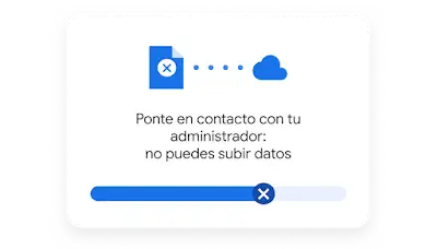 Una ventana emergente que indica al usuario que se ponga en contacto con su administrador