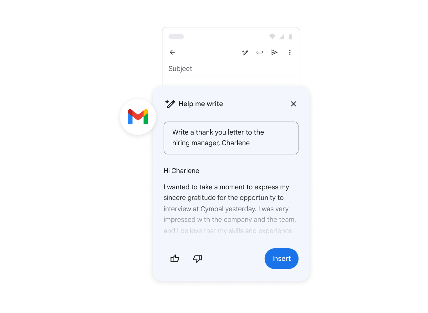 Google Gemini membantu menulis email.