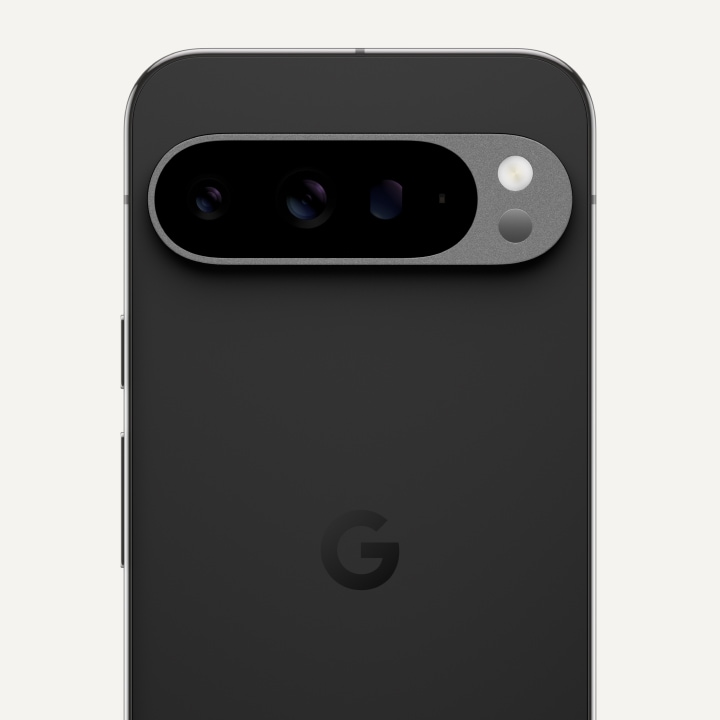 The top of Pixel 9 Pro XL in Obsidian color.