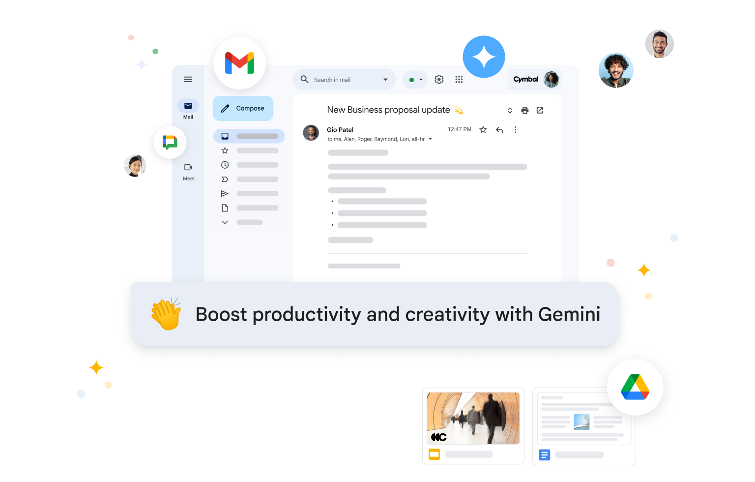 O Gemini para o Workspace resume emails e sugere respostas no Gmail para ajudar a aumentar a produtividade.