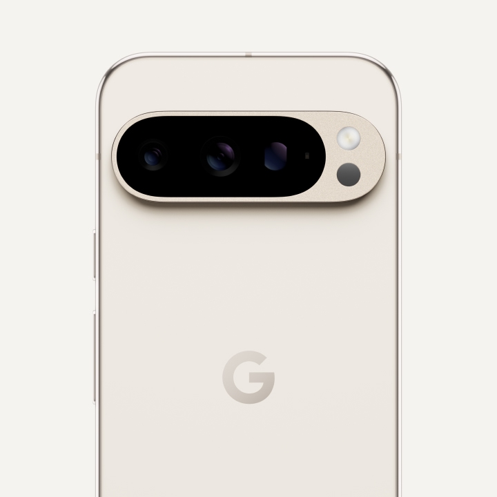 The top of Pixel 9 Pro in Porcelain color.