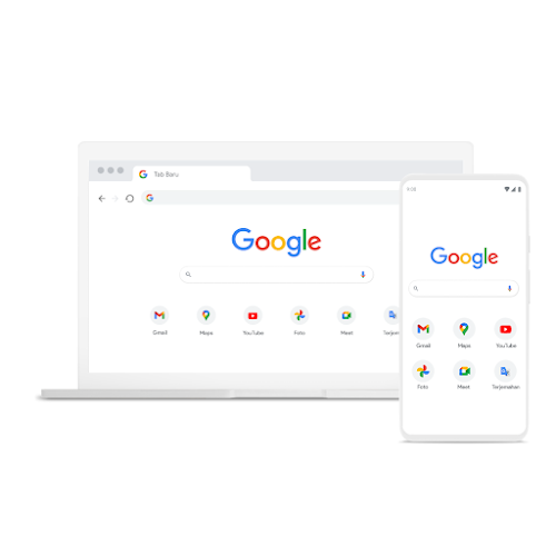 Laptop dan ponsel yang menampilkan Chrome