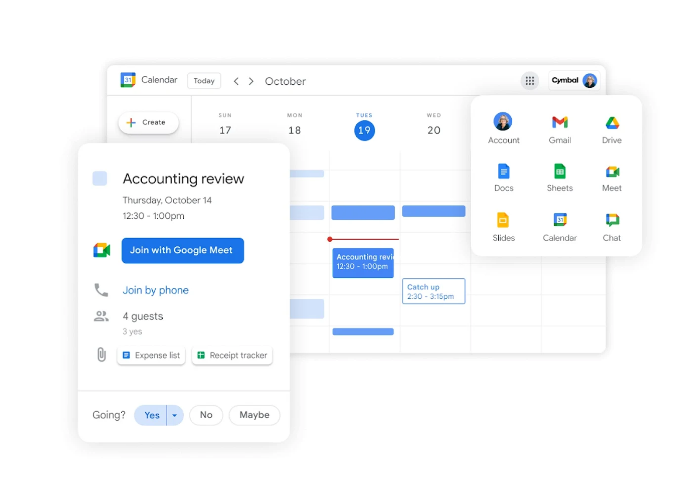 O Google Workspace inclui o Google Meet, o Chat, o Drive, o Docs, o Sheets e o Slides numa única subscrição. 