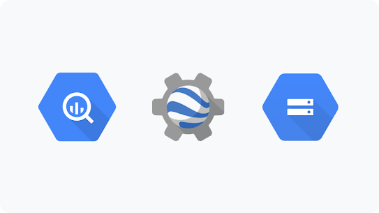 An illustration of three abstract logos that represent public databases.