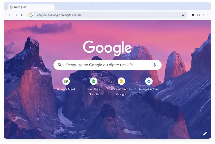 Google Chrome mostrando uma nova guia e um grupo de guias com cores diferentes.