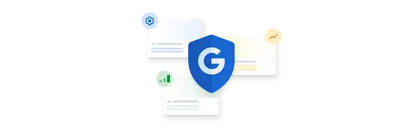 Escudo do Google com três navegadores em segundo plano, indicando otimização, medição e desempenho