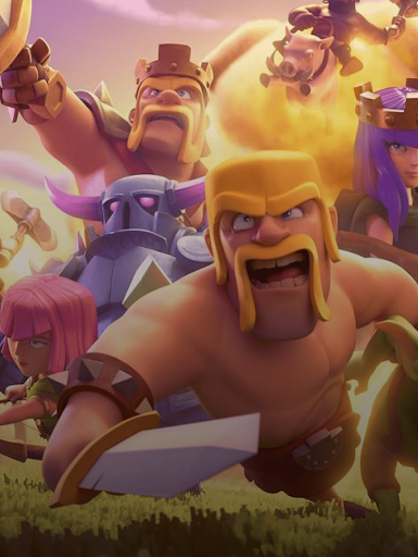 Une illustration de personnages issus du jeu Clash of Clans.