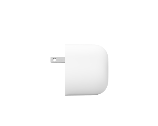 Google 45W USB-C Power Charger sitting at a slight angle.