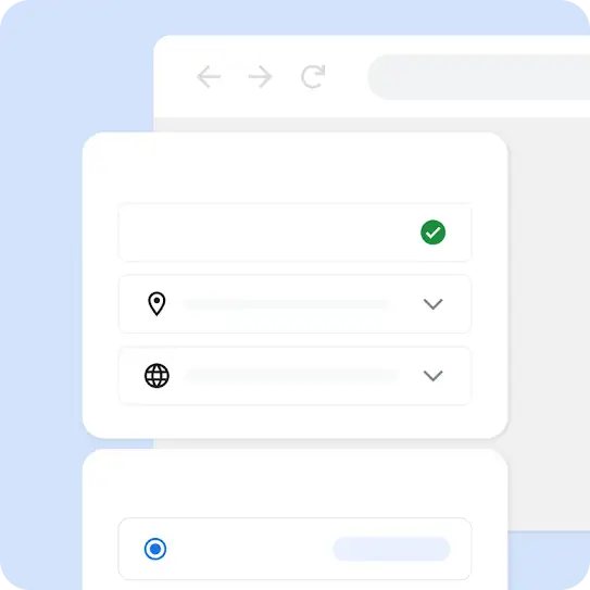 UI del processo di registrazione in cui si vede la selezione del pubblico e i consigli per la spesa pubblicitaria giornaliera.