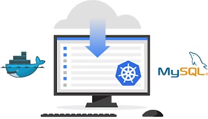 Illustration d'un ordinateur montrant MySQL, Kubernetes et Docker pré-installés