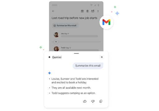 שימוש ב-Google Gemini לסיכום הודעת אימייל