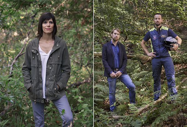 Portrait of Maria Garcia Puyol, Googler engineer; Benoît Vivier, EENA; and Christian Steiner, helicopter pilot.