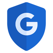 Blue safety shield with pointed tip and Google's capital G logo in the middle.