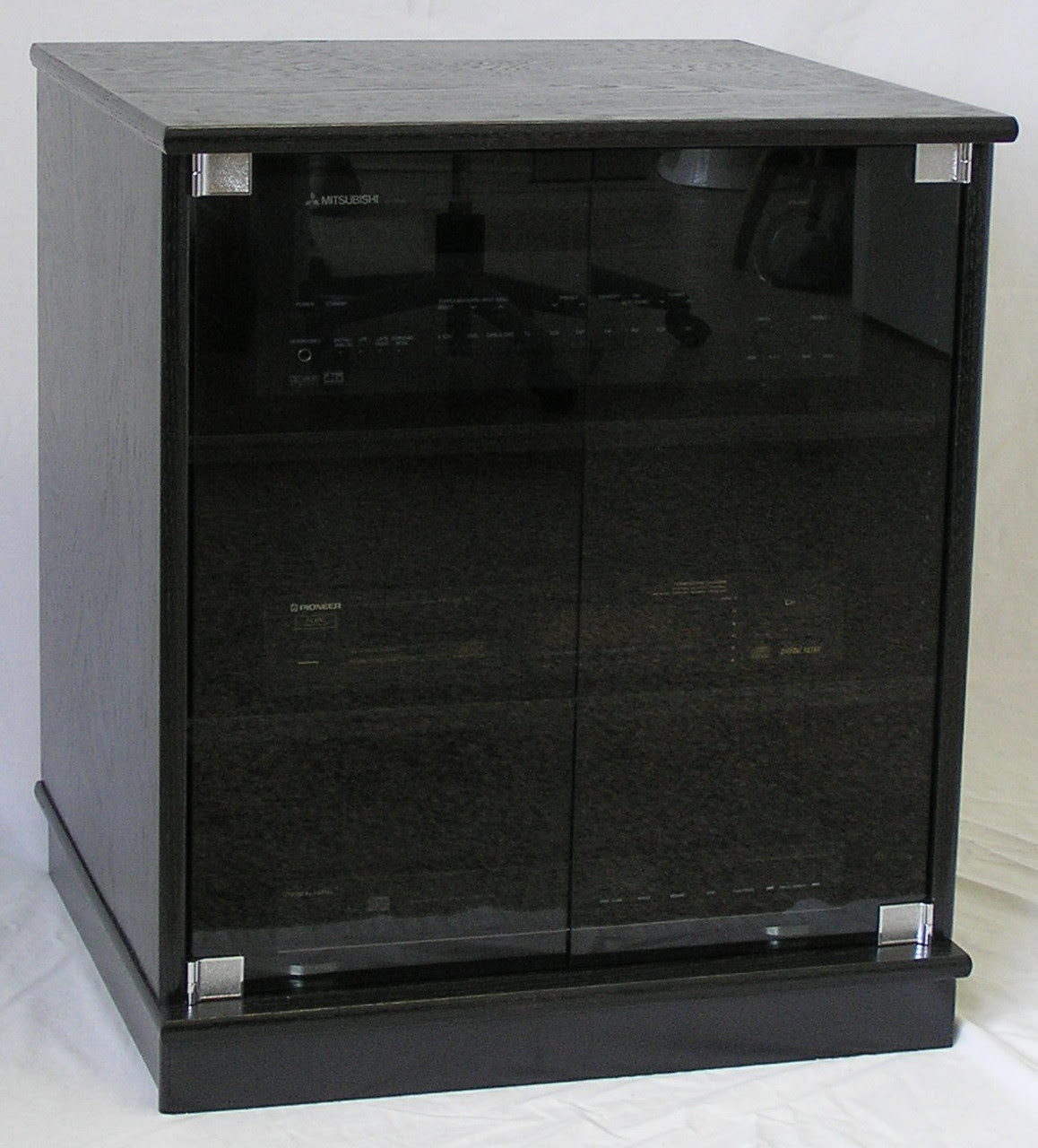 of small black oak TV stand with gray tint glass doors ... 3.5 out of 5 stars 13.