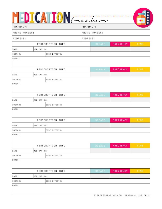 Free Printable Medication Chart