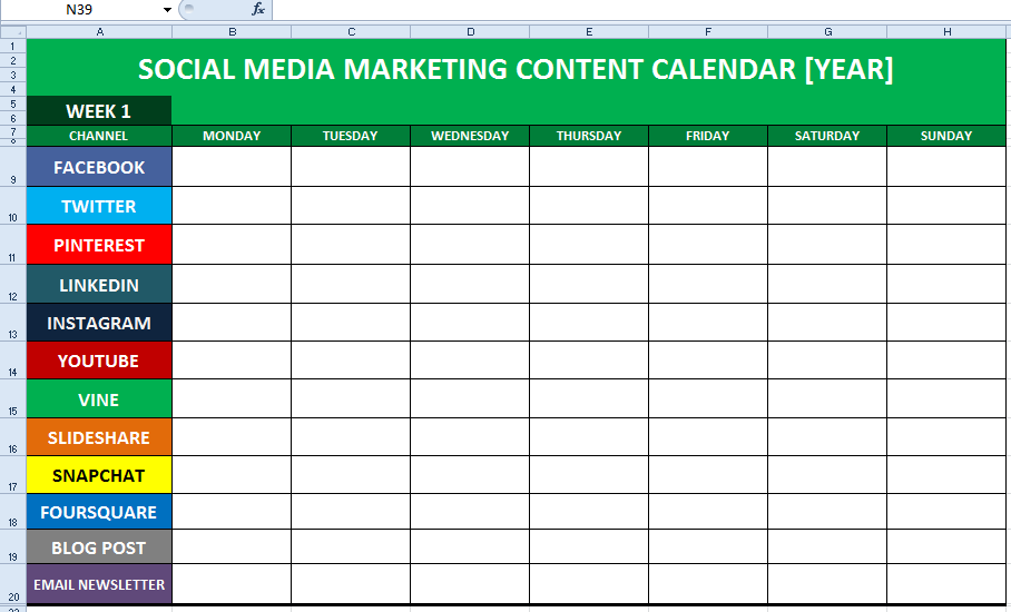 social media content calendar template excel marketing editorial