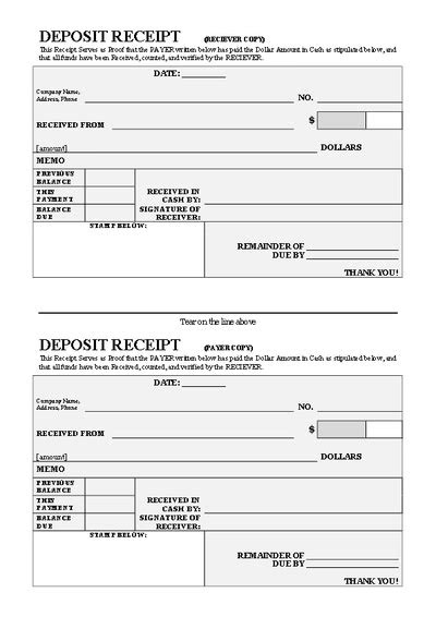 Deposit Receipt PDF Template | KdanMobile