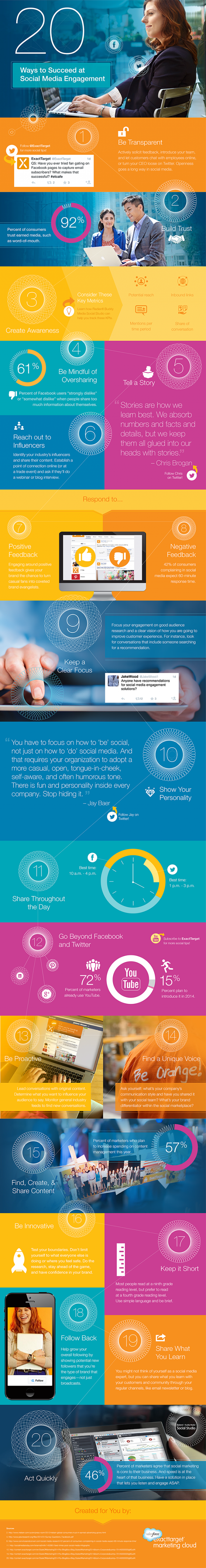 20 Ways to Succeed at Social Media Engagement - #Infographic #marketing #managesocialmedia