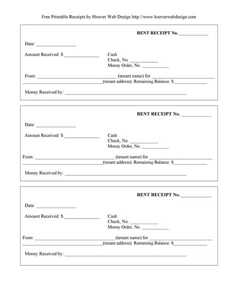 Printable Rent Receipt - Collection - Letter Templates