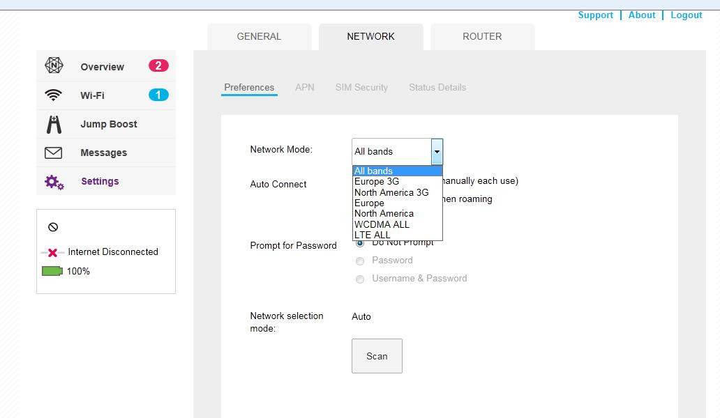 Network Preferences-network mode