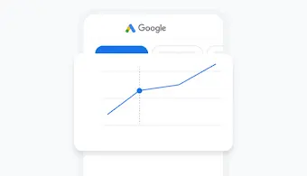 Google Adsi mobiilirakenduse juhtpaneelil olev graafik näitab reklaamide toimivust aja jooksul.