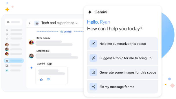 Gemini w Google Chat podsumowuje rozmowę