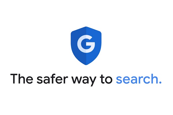 Google G Shield logo. Text showing "The Safer Way to Search."