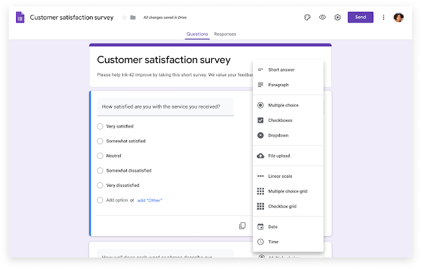 Survey being created using Google Forms.