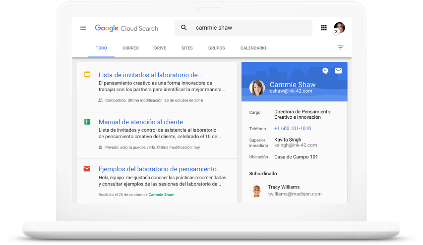 Buscar en todos los productos de Google Workspace