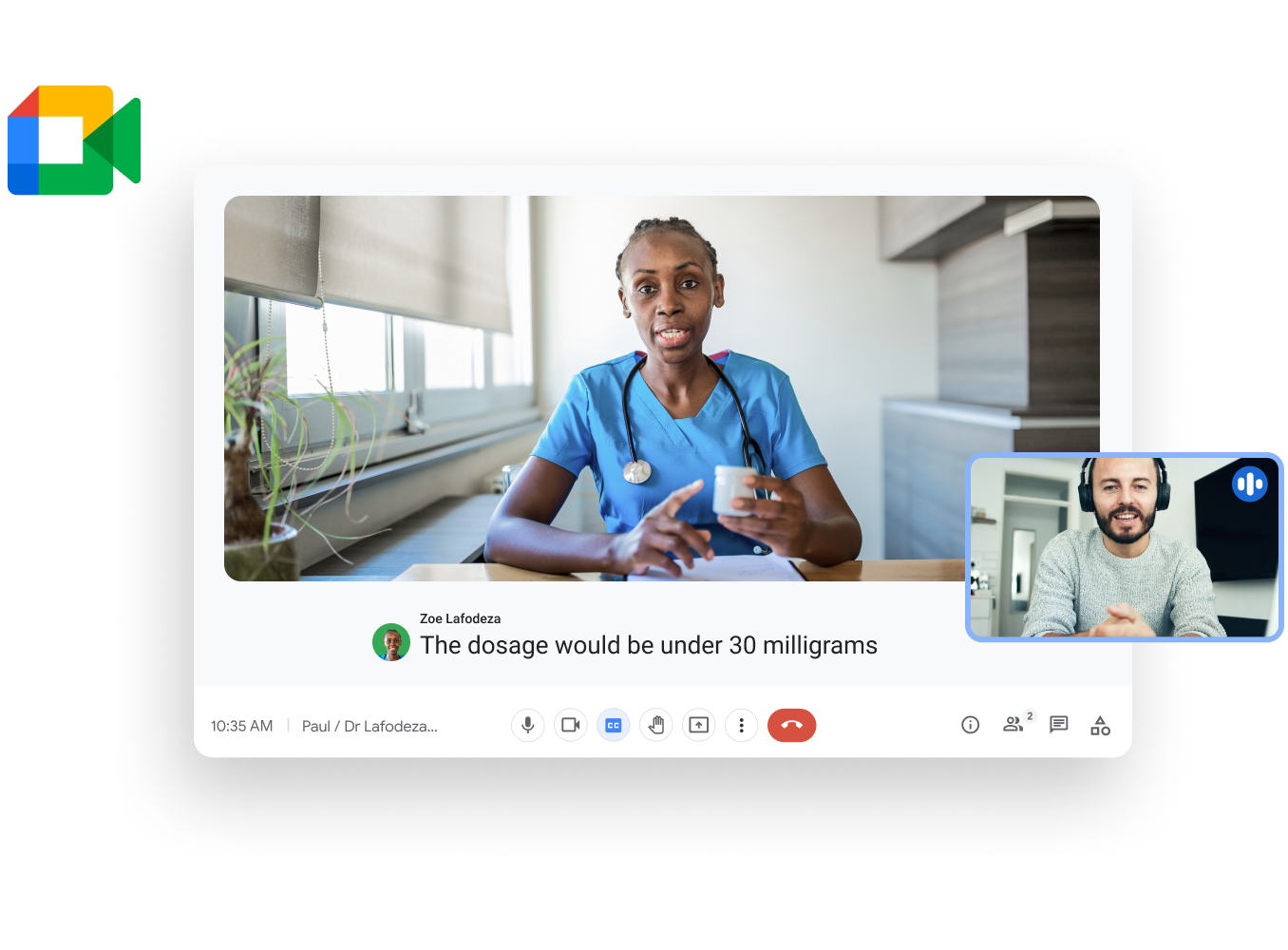 Workspace-illustration – läkaren har ett videosamtal med en patient för att informera om nya uppgifter