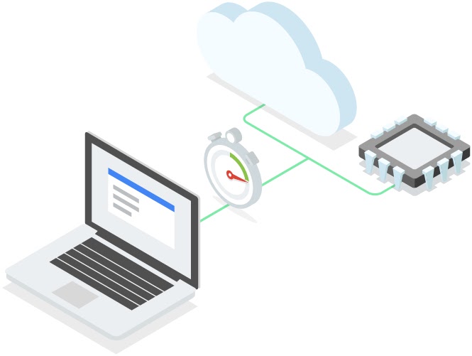 Image conceptuelle d'un ordinateur portable relié au cloud et à une machine virtuelle