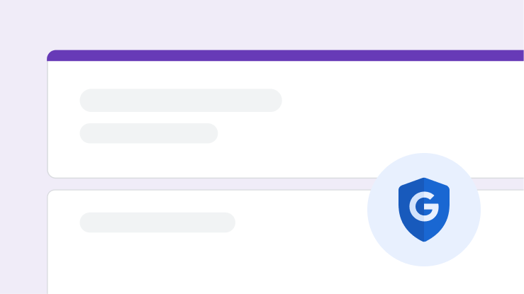 UI of forms with a shield icon to represent security