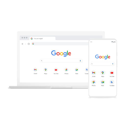 Ordinateur portable et téléphone sur lesquels Chrome est affiché