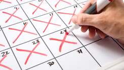 x's marking days of a calendar 