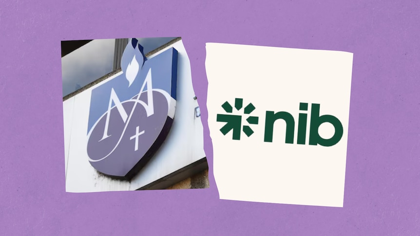 A graphic showing a St Vincent's hospital and nib logos side by side, separated by ripped paper