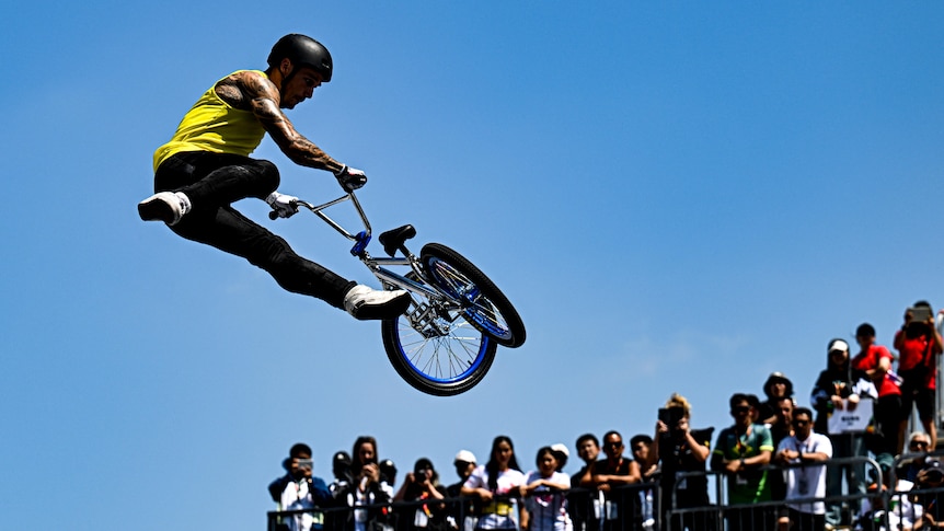 Logan Martin leaps on his BMX