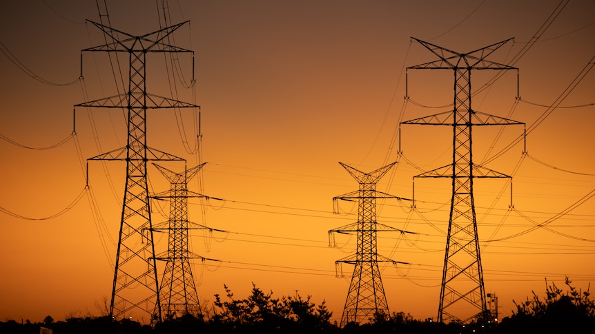 Electricity powerlines, August 22, 2022. Malaga, Perth.