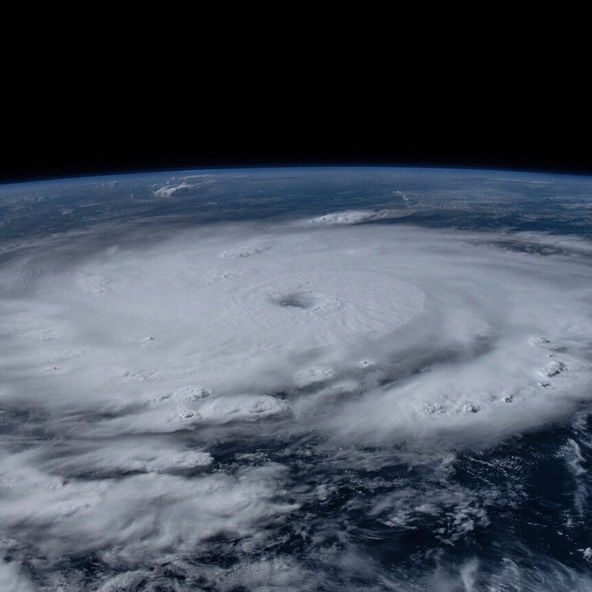 A satellite image of Hurricane Beryl seen over the Atlantic Ocean.