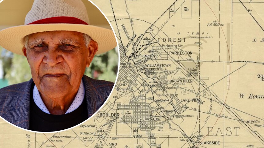 map and portrait of Indigenous elder with a hat 