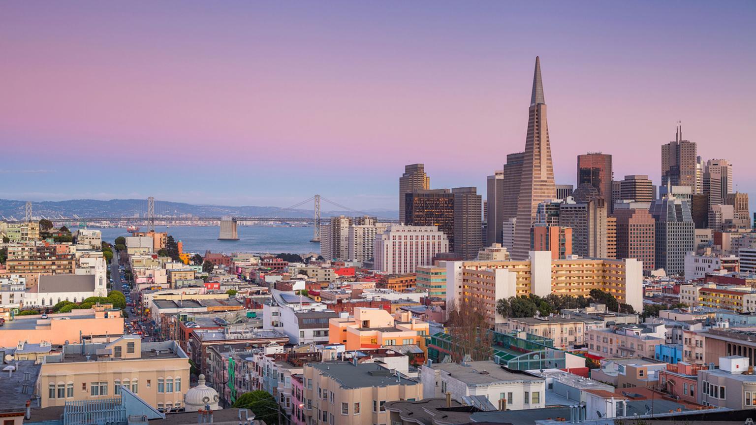 SF skyline at dusk