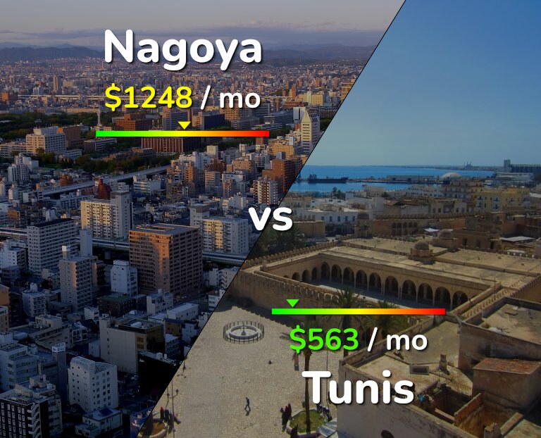 Cost of living in Nagoya vs Tunis infographic