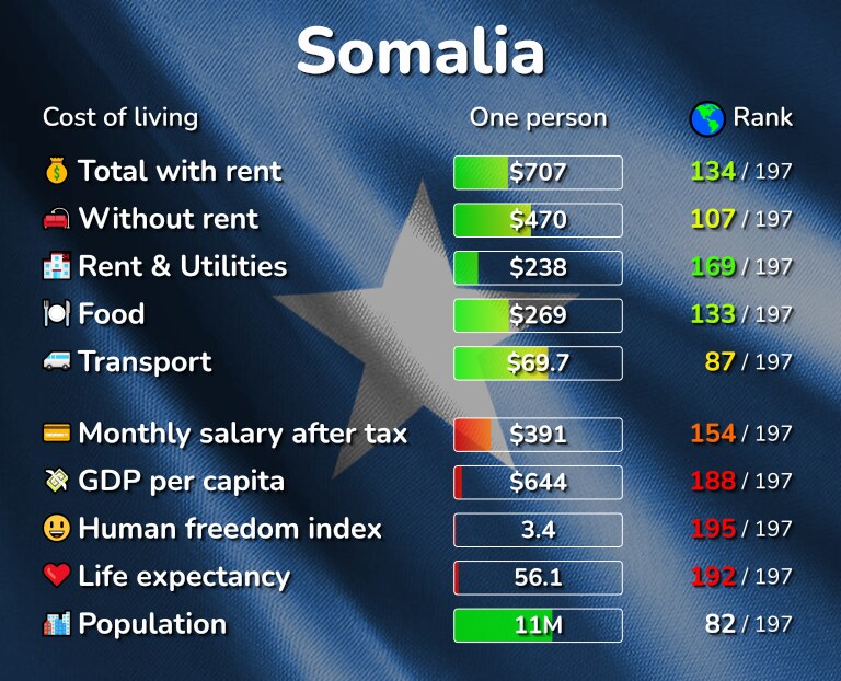 Cost of living in Somalia infographic