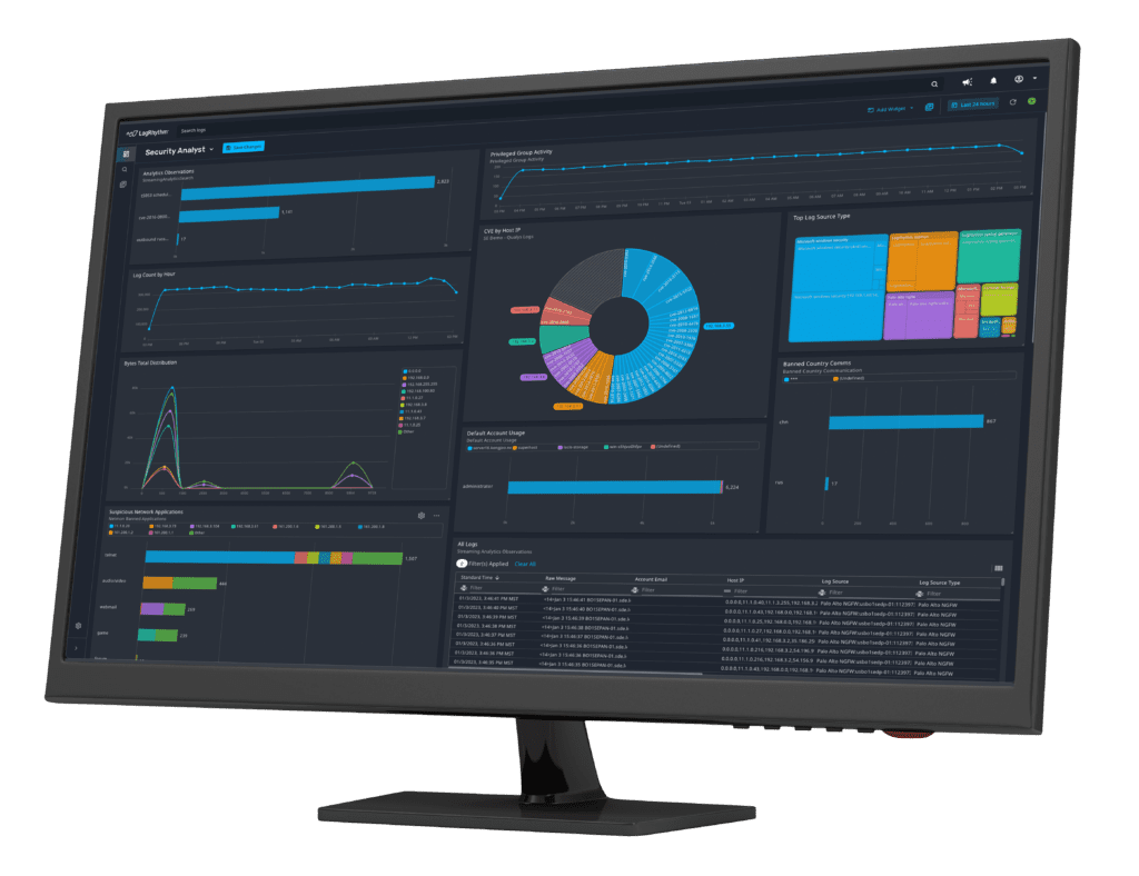 LogRhythm Axon cloud-native SIEM mockup