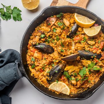 cauliflower rice seafood paella