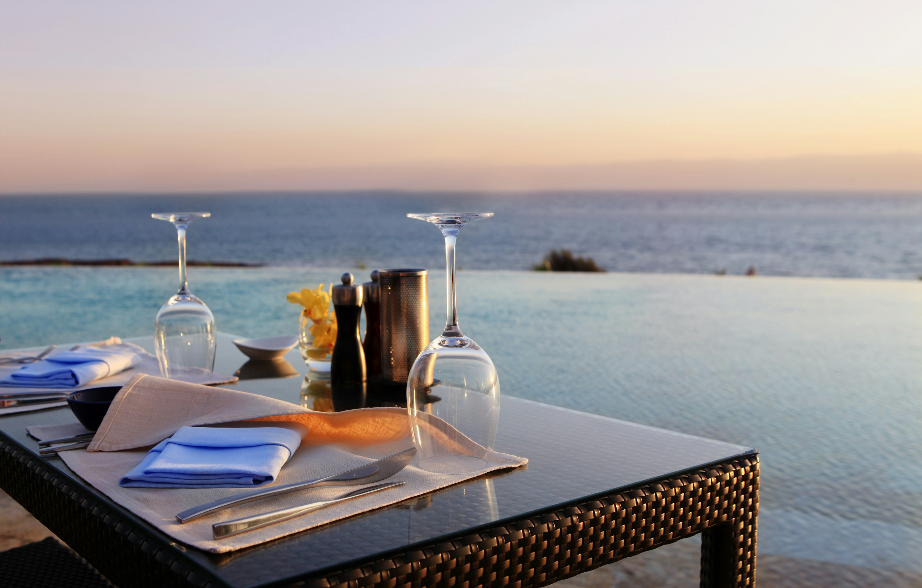 Dining table overlooking the Dead Sea, Jordan