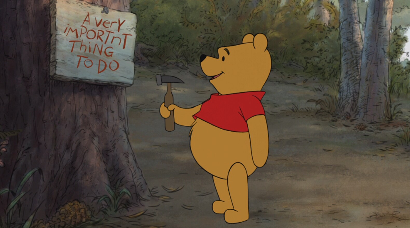 Pooh has a very important thing to do.