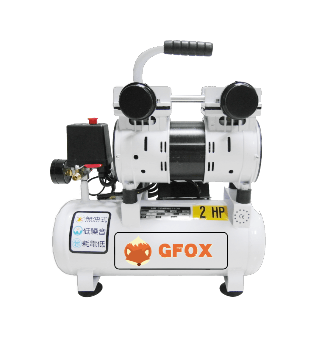 GFOX 小白雙缸2HP-10L 靜音無油空壓機（OF-550-10L）