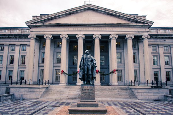 The U.S. Treasury building.