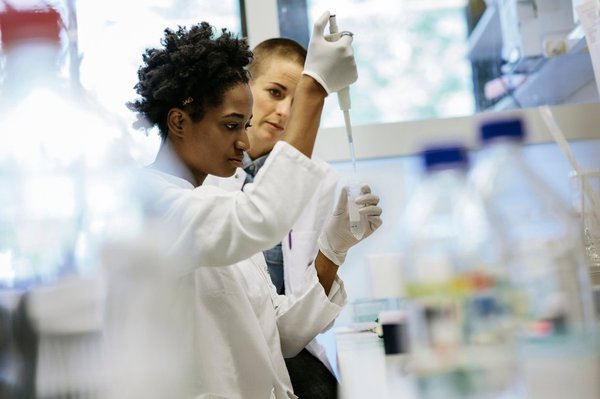 Scientists working on research and development in a lab.